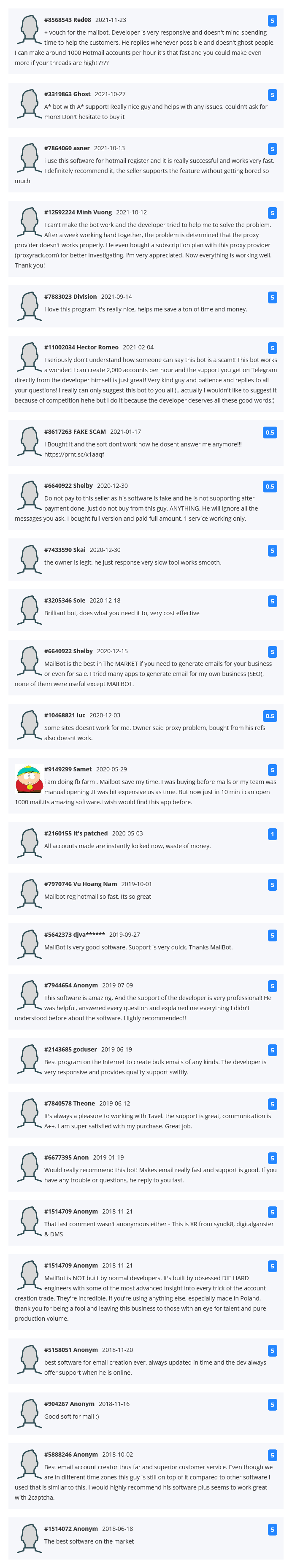Reviews about MailBot in 2Captcha software catalog