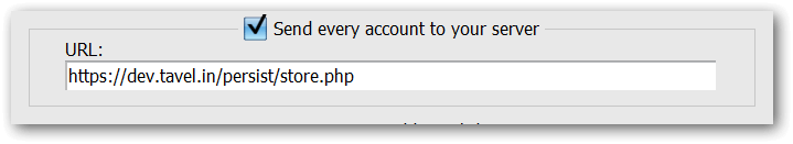 New setting to export created accounts to a custom URL