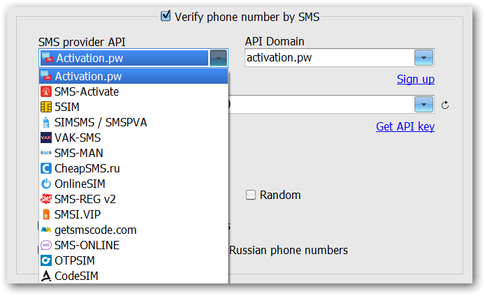 Your custom API in the phone verification services API list