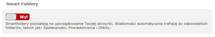 Опция отключения умной сортировки писем в аккаунте Onet.pl
