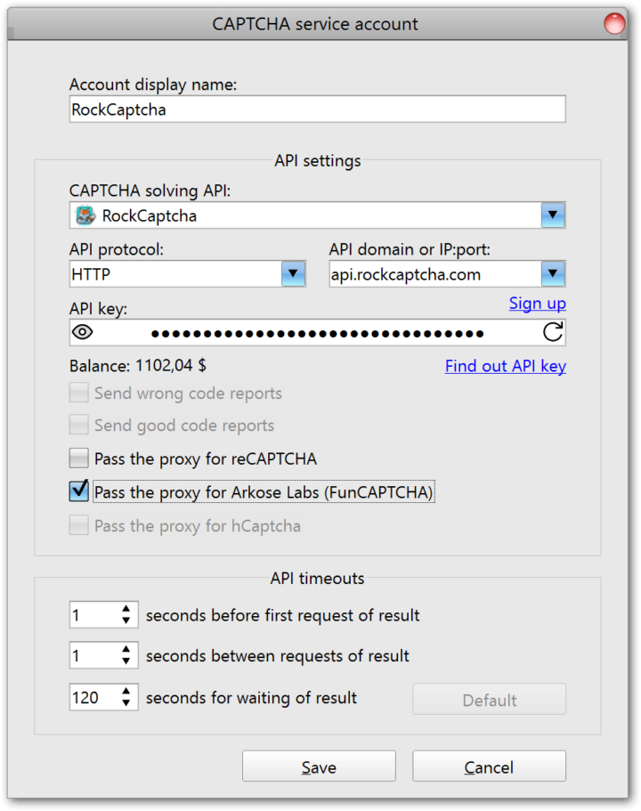 Setting for proxy transfer for the FunCAPTCHA solution in MailBot