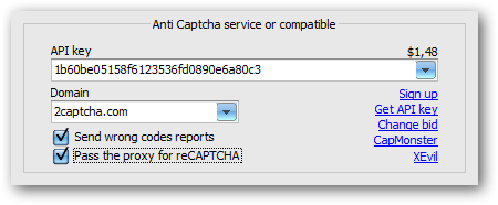 New setting Pass the proxy for reCAPTCHA on Captcha tab