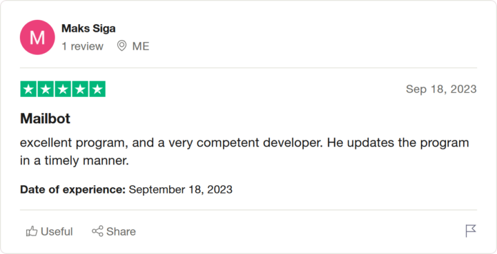Отзыв Maks Siga на Trustpilot