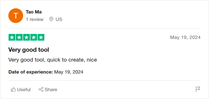 Отзыв Tao Ma на Trustpilot