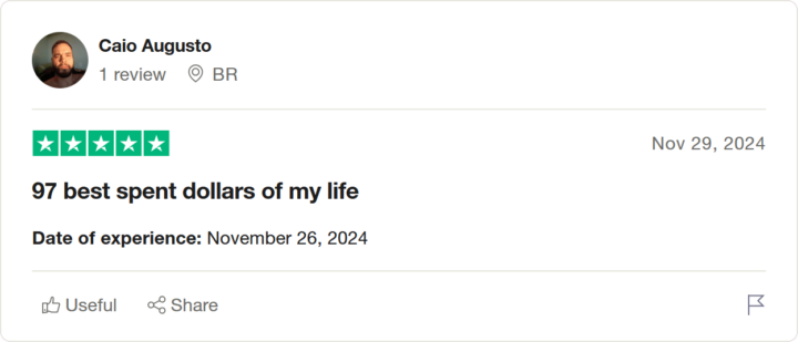 Отзыв Caio Augusto на Trustpilot