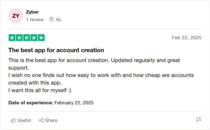 Отзыв Zyber на Trustpilot