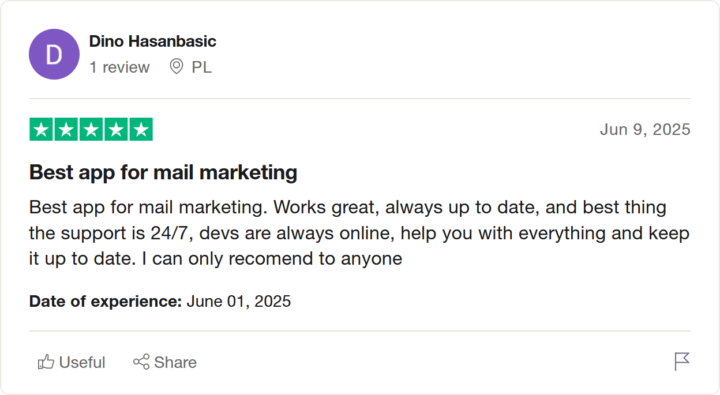 Review from Dino Hasanbasic on Trustpilot