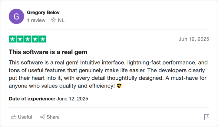 Review from Gregory Belov on Trustpilot