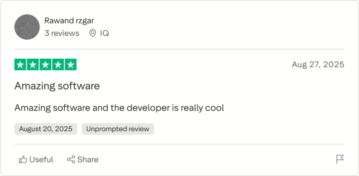 Review from Rawand rzgar on Trustpilot