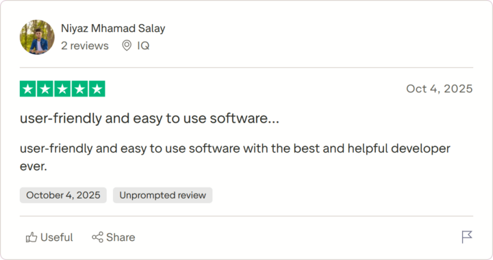 Отзыв Niyaz Mhamad Salay на Trustpilot