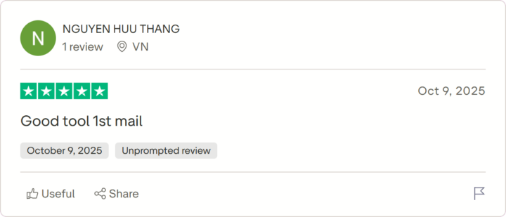 Отзыв Nguyen Huu Thang на Trustpilot